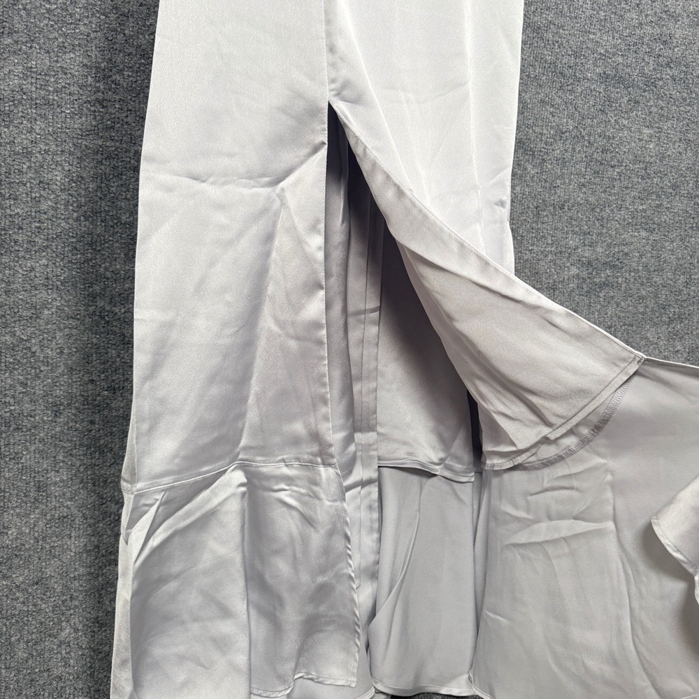New Mumu Sz Small Claire Midi Dress Silver Satin Bridesmaid Prom Wedding Party - Picture 6 of 10